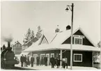 Johannisberg - Ljungaverk Järnväg, JLJ ånglok 2 vid stationshuset.