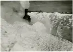 Ånglok plogar snö vid Ljungbyhed.