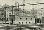 Det nya ställverkshuset under uppförande vid Stockholms Centralstation,  tidigt 1930-tal.