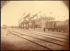 Halmstad station vid  Mellersta Hallands Järnvägs invigning 1886.
Överinspektor Gustaf Svensson.