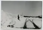 Snöskottning vid Svegs Station.