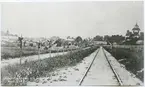 Söderhamns  Järnvägsstation. Gamla banans linje inne i staden mellan Söderhamns station och