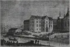 Geijerska huset eller Creutziska huset, som det också kallades låg på Riddarholmen 1865, avtecknad av J. F. Meyer s:or. Litografi i Illustrerad Tidning nummer 45 den 11 November 1865.