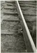 Räl efter urspårning av tåg 93, Nordpilen, på sträckan mellan Simeå och Undersvik 1956-03-27.