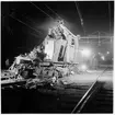Arbete vid olycksplats efter tågkollision i Vagnhärad 1942.