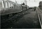 Olyckan i Pålsboda 1951. Urspårade Norges Statsbaner, NSB sovvagnar.