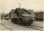 Statens Järnvägar, SJ BK 743 skador efter kollision i Upphärad 1951.