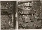 Skador på rälsen efter olycka i Simeå mars 1956.