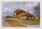 Stationen öppnad 1894, stationshuset  revs 1904 då EKJ byggde en ny station en- och enhalv vånings i tegel. Det revs 1976, till SJ 1940. På bilden syns vevställverk, teknikhus och en cykel.