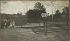 Dubbelspårsbanbyggnad Göteborg - Alingsås. Platsen för den blivande gångtunneln i Lerum, år 1916.