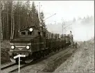 Trafikaktiebolaget GrängesbergOxelösunds Järnvägar, TGOJ Hg 203 vid underhåll av sträckan mellan Harsjön och Bälgviken 1967.