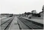 Bangården på Fristad station, i riktning mot Herrljunga.