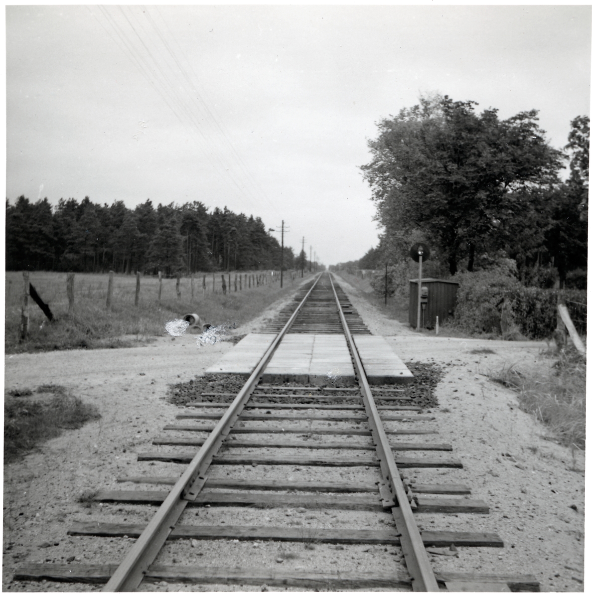 Järnvägsövergång vid Vannebergavägen vid Åhus, på sträckan mellan Rinkaby och Åhus.