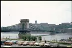 Vy över Budapest:s Bro över floden Donau.