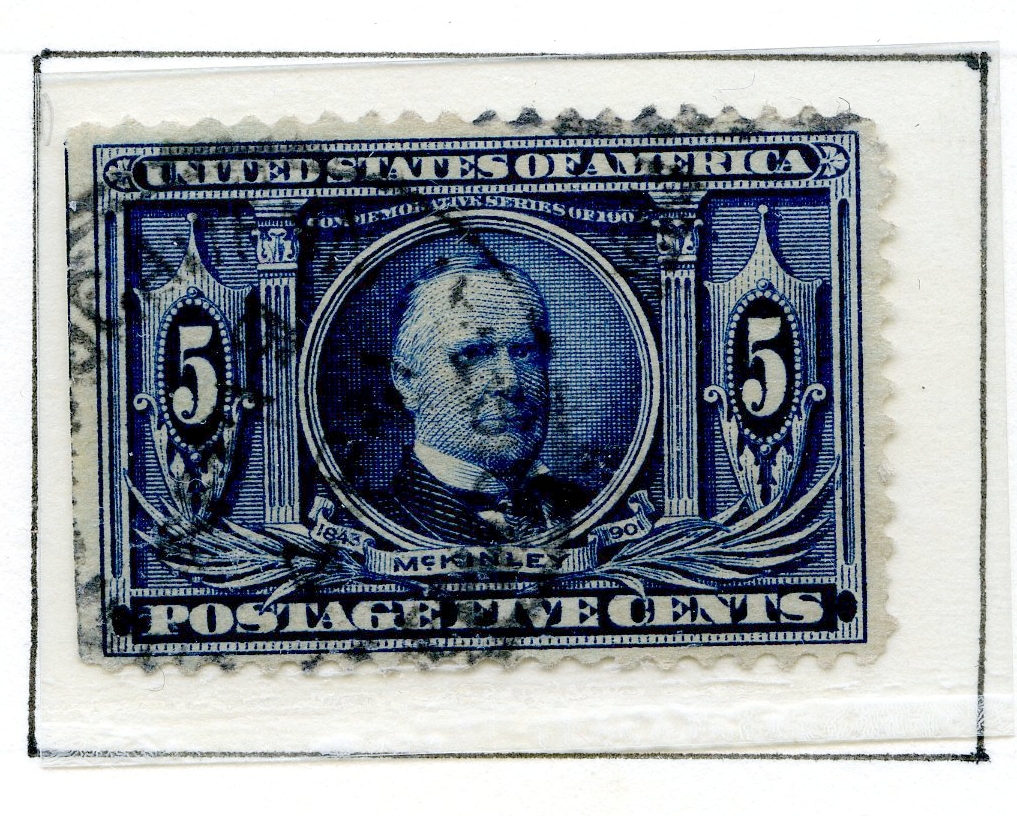 10 amerikanske frimerker fra 1904 (5 ulike frimerker) som viser sentrale personer knyttet til "The Louisiana Purchase" i 1803 der 15 stater ble kjøpt fri fra Frankrike. To frimerker med grønn bakgrunnsfarge viser portrettet av Livingston, to frimerker med rød bakgrunnsfarge viser portrett av Jefferson, to med fiolett bakgrunnsfarge som viser Monroe, to blå viser Mc Kinley, og to brune frimerker som viser kart over de aktuelle statene.