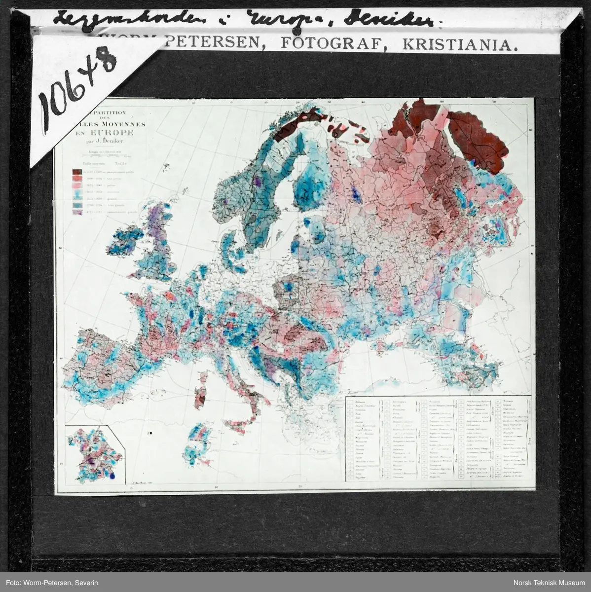 Kart over Europa, viser legemshøyde