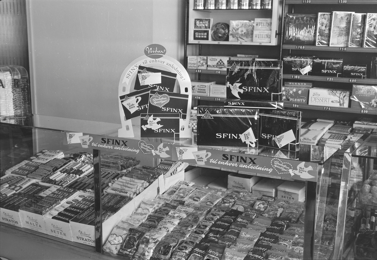 Butikkreol med produkter fra Nidar Chokoladefabrik A/S