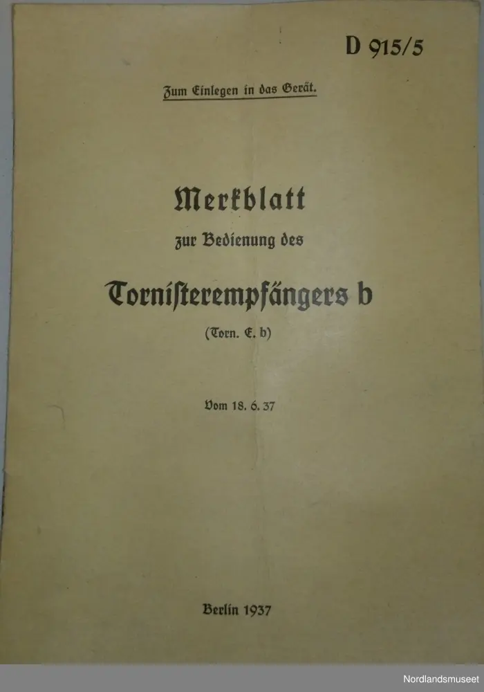 "Tysk feltmottaker fra krigens dager. Brukt i Bodø området.
Serienr 139215-39
Mottatt Løp 290412"