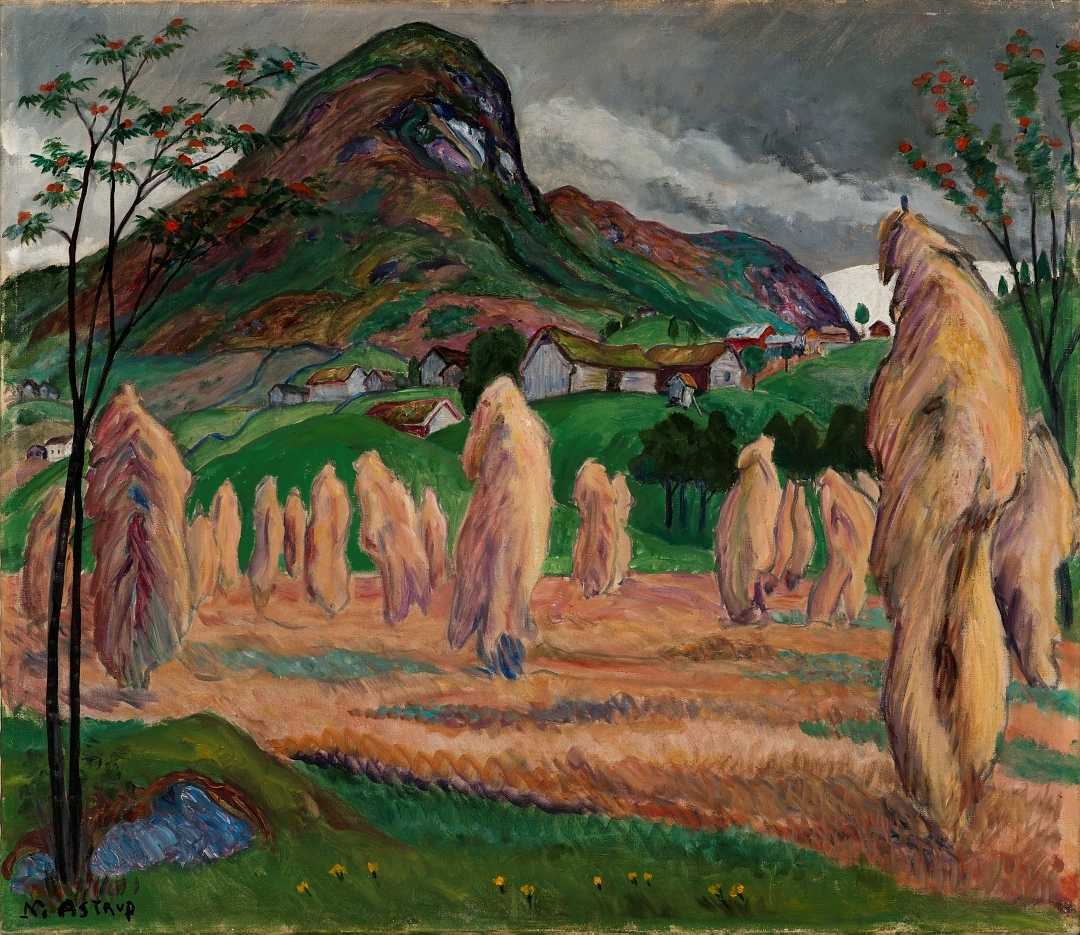 Høstvæte og vandrende kornstaur [Maleri]