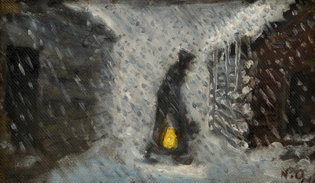 Kjerringa med lykta [Maleri]