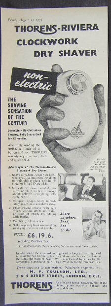 Barbermaskin, Thorens Riviera. Avrundet og ergonomisk utformet. Opptrekker på baksiden. Medfølger lite børste i etuiet.