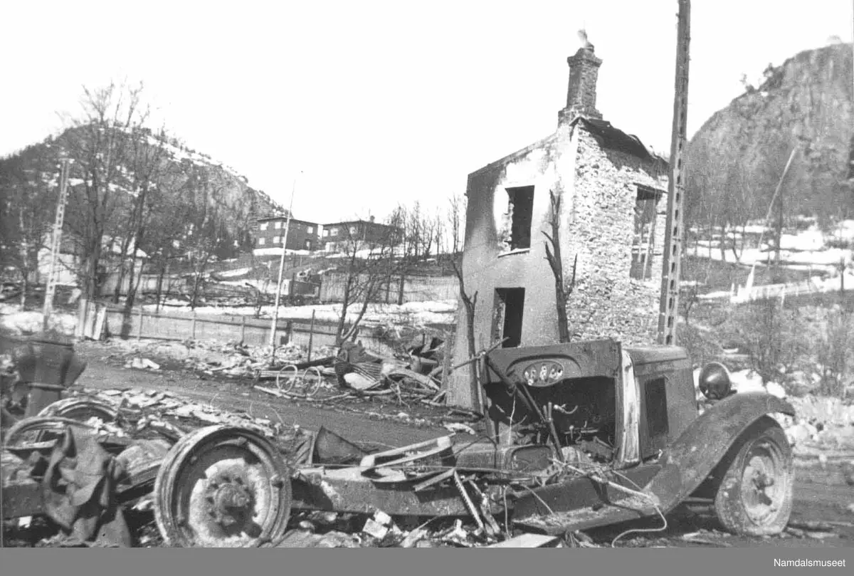 Namsos sentrum etter bombing
