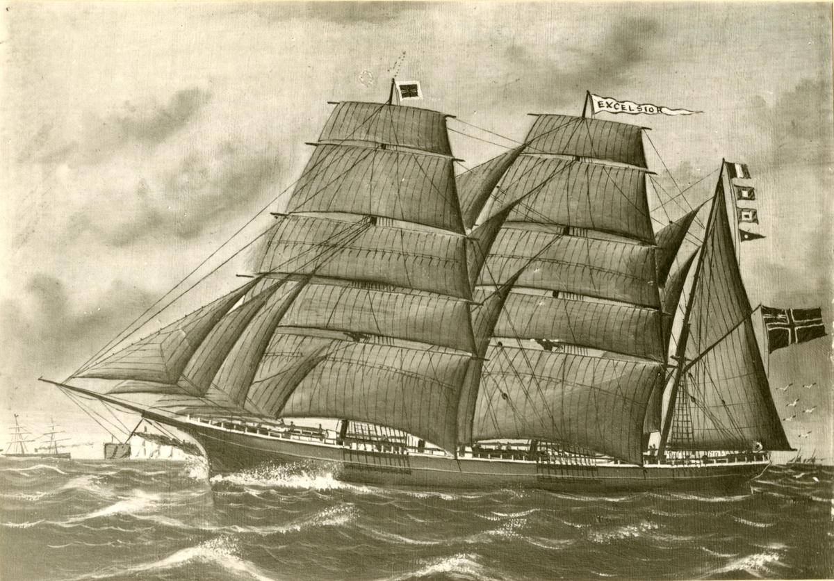 Bark 'Excelsior' (b.1869, Hølens værft (H. Chr. Jansen), Hølen, Larvik, Norge)