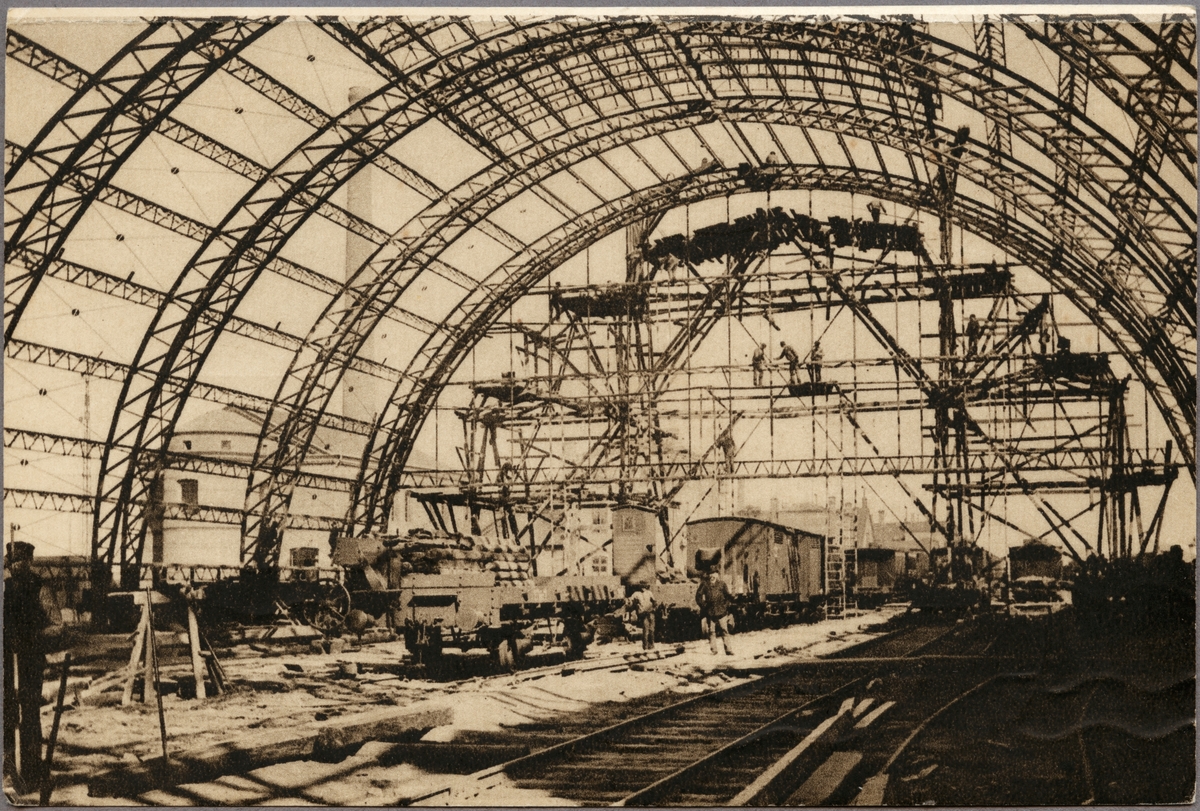 Malmö Central banhall under uppbyggnad.
