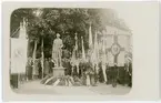 Vykort - Prins Gustafs statys avtäckning i parken framför Carolina Rediviva, Uppsala 17 september 1927