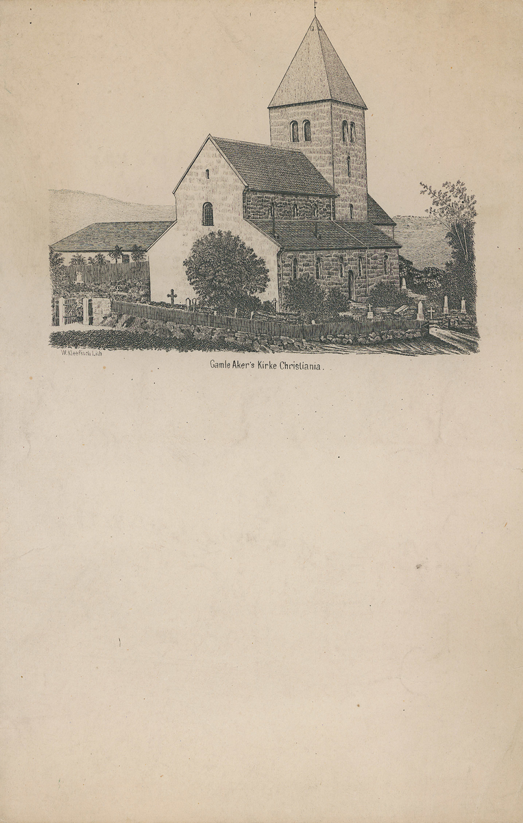 arkitektur, kirke, brevark, vignett på brevark (sannsynligvis)