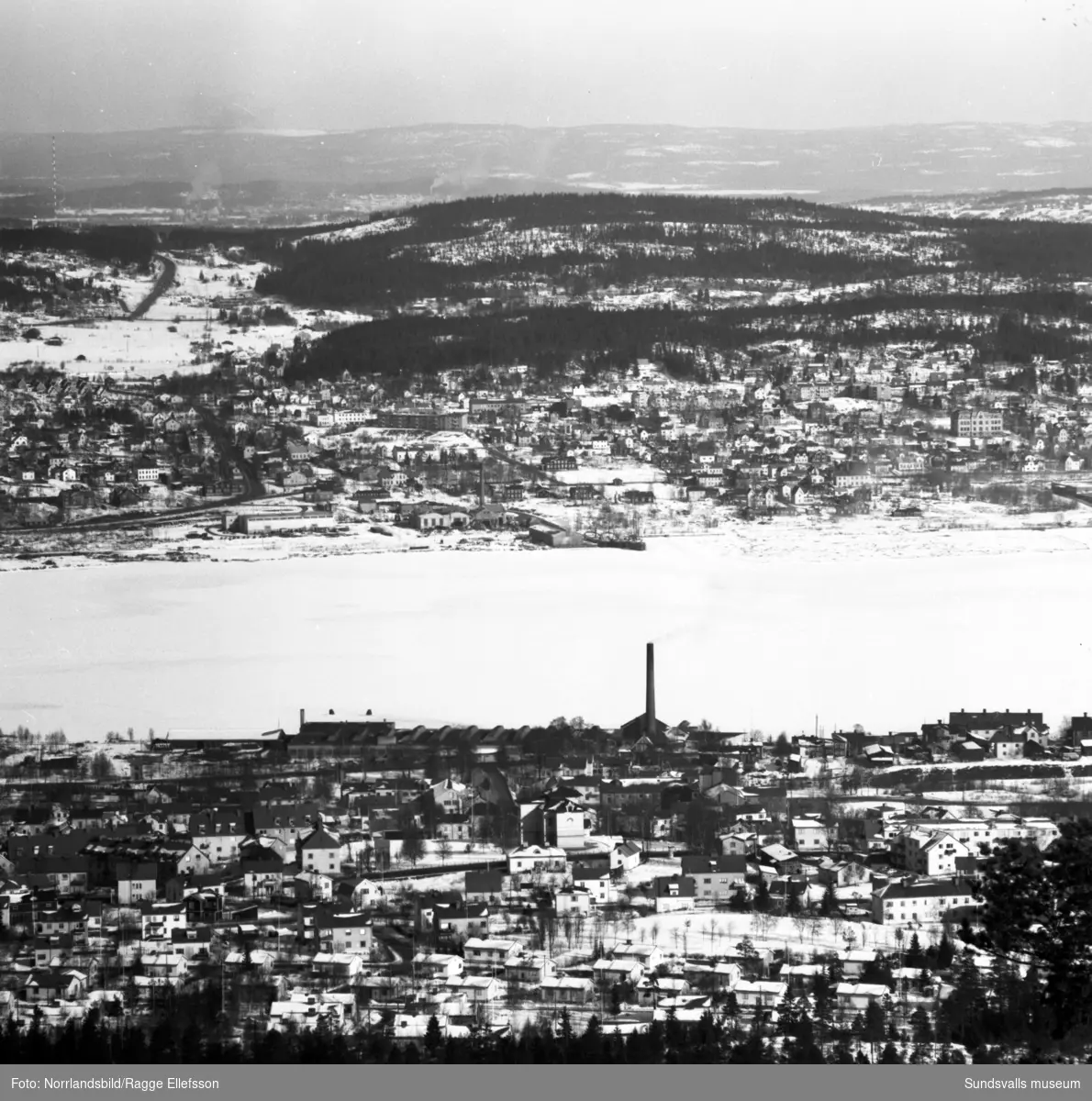 Vy norrut från Södra berget mot Skönsberg. Närmast kameran Stadsmon.