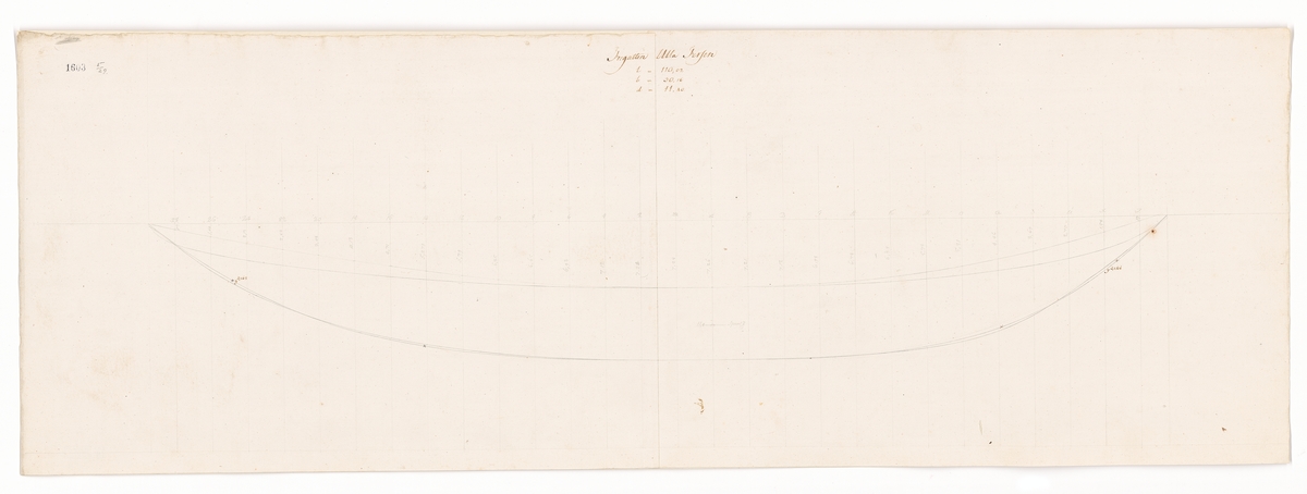 Skrovlinjer till fregatten ULLA FERSEN.