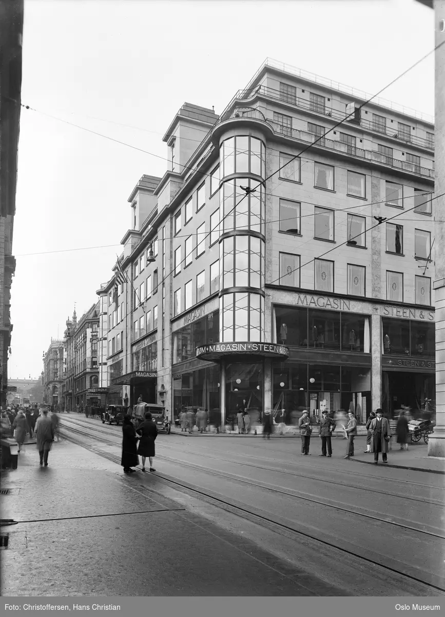 gateløp, Steen & Strøm stormagasin, forretningsgårder, mennesker, gateliv