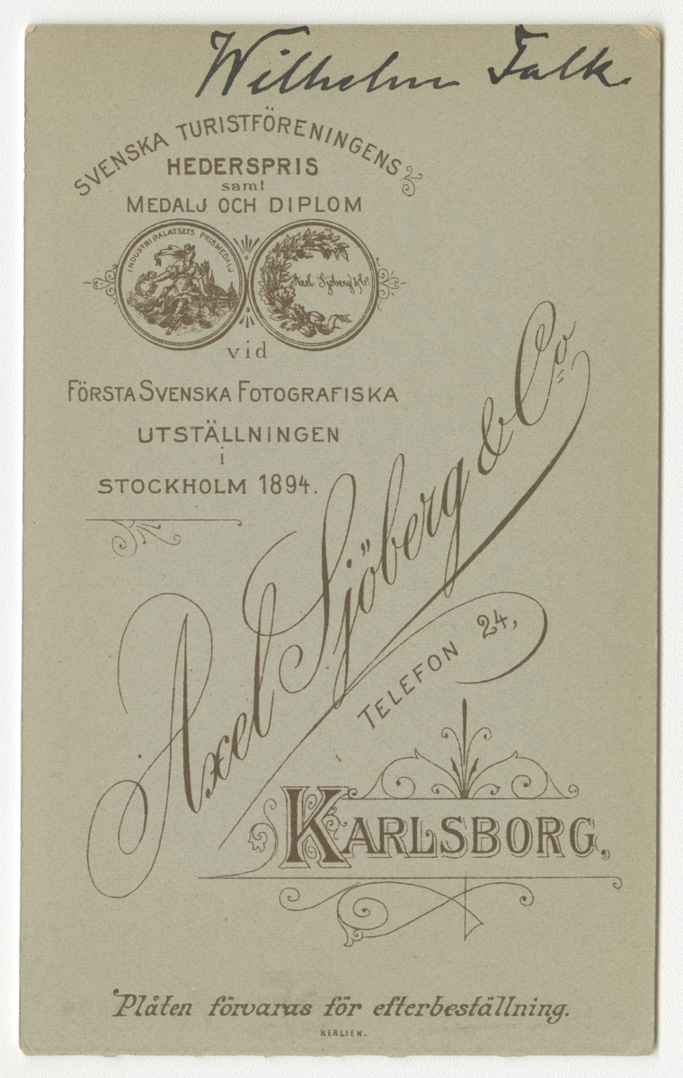 Porträtt av Herman Gustaf Wilhelm Falk, löjtnant vid Värmlands regemente I 22.