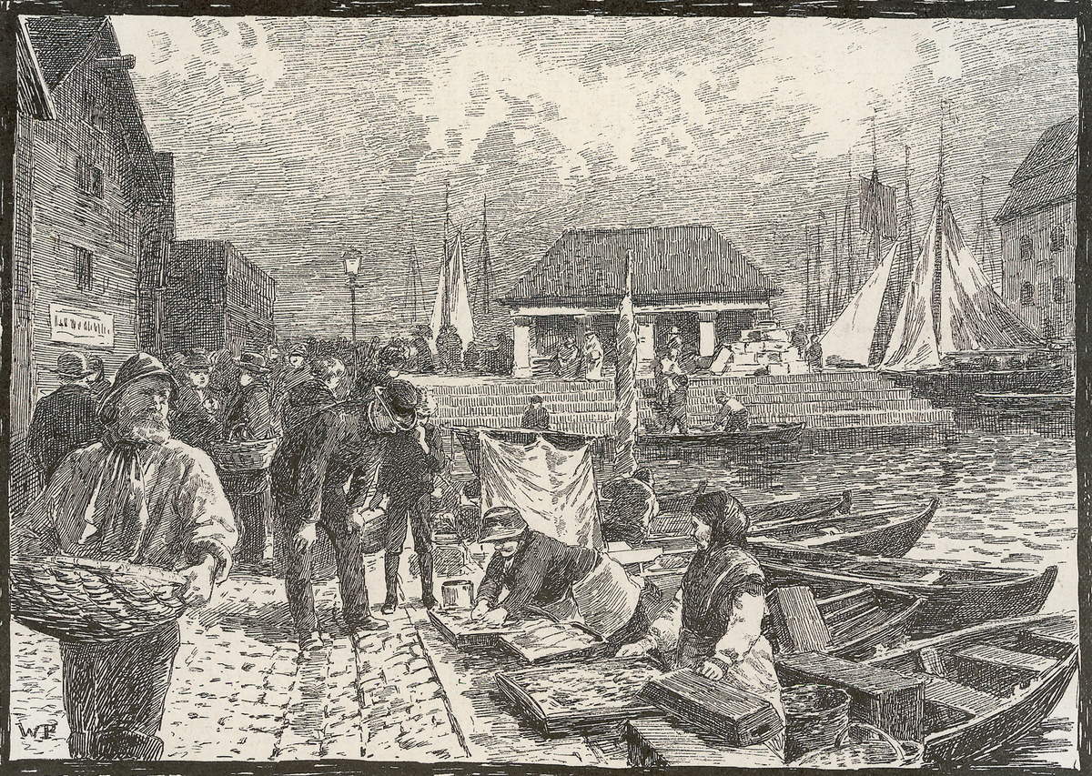 brygge, fiskebrygge, handel, marked