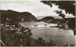 Vykort daterat 27 juli 1941 visande staden Gustavia på Saint