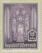 Frimärke ur Gösta Bodmans filatelistiska motivsamling, påbörjad 1950.
Frimärke från Österrike, 1946. Motiv av högaltaret i St. Stephansdomen i Wien. 