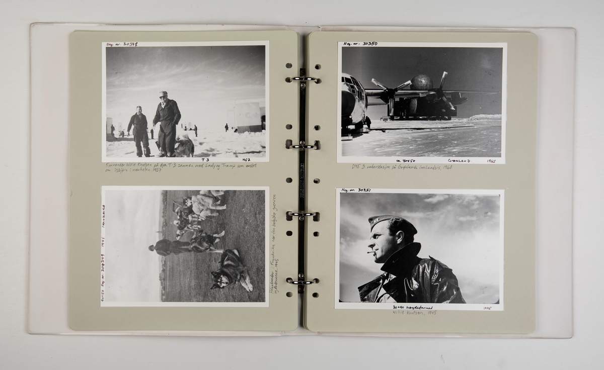 Album med fotografier fra polfarer og kunstner Willie Knutsens arbeider fra Arktis 1932-1965.