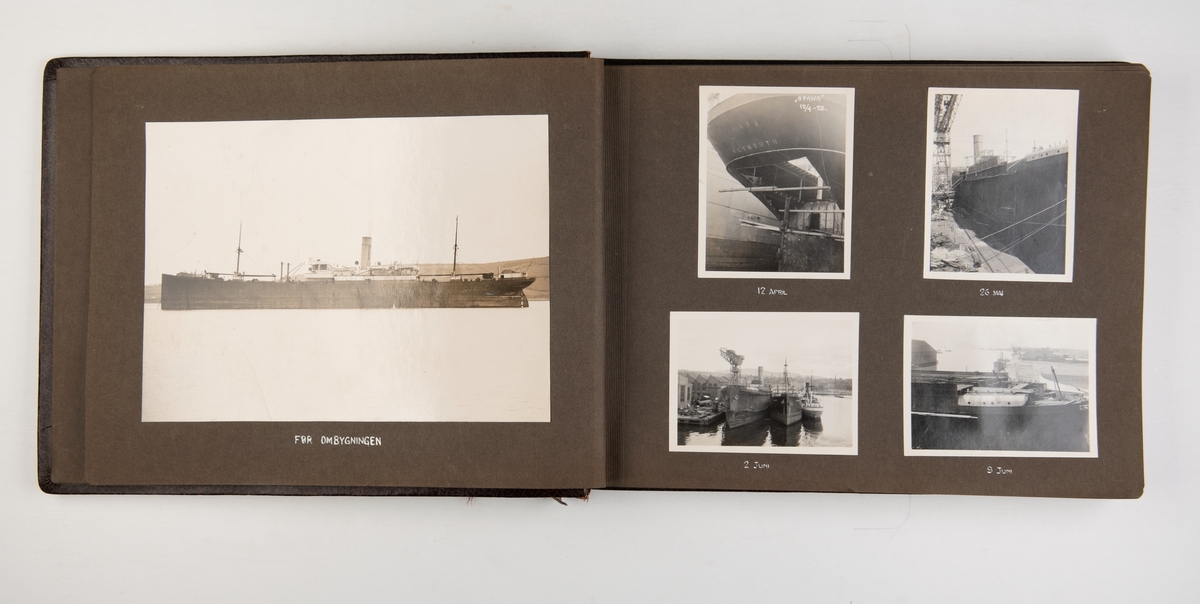 Fotoalbum med bilder av T/S 'Antarctic' ombygget ved A/S Akers Mek. Verksted.