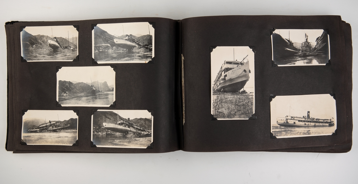 Album med fotografier fra virksomheten til The Shanghai Tug & Lighter Company. Inneholder bl.a. en billedoversikt over The Shanghai Tug & Lighter Company's flåte i 1924, samt billedserier av skip i nødsituasjoner og under berging. Blant skipene er 'Hervar', 'Solvær', 'Antarctic', 'Beldagny', og 'Valuta'
