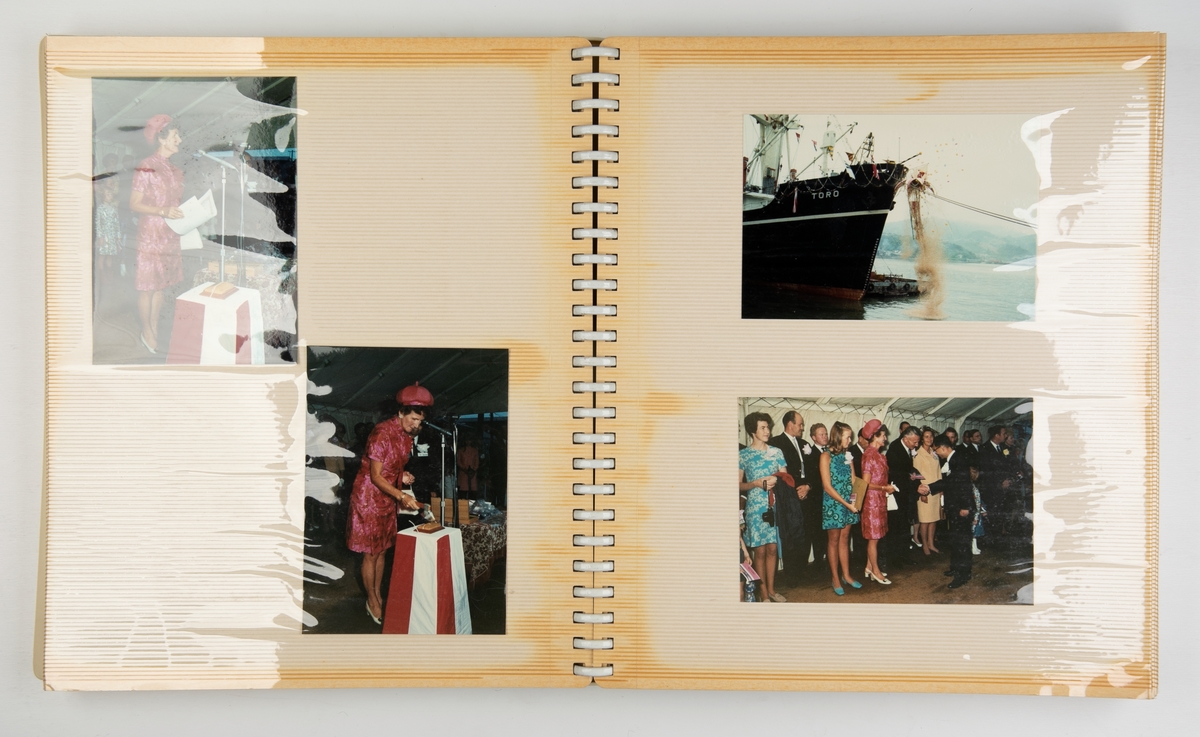 Album med fotografier av sjøsetting, dåp og overlevering av M/S 'Toro'. Album 1 av 2.
