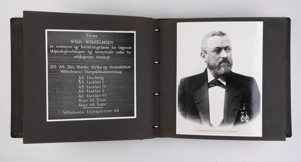 Album om Wilh. Wilhelmsens 100-års jubileum 1961 : fra utstillingen på Vestfold fylkesmuseum i Tønsberg.