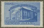 Frimärke ur Gösta Bodmans filatelistiska motivsamling, påbörjad 1950.
Frimärke från Rumänien, 1947. Motiv av skola för social undervisning. 