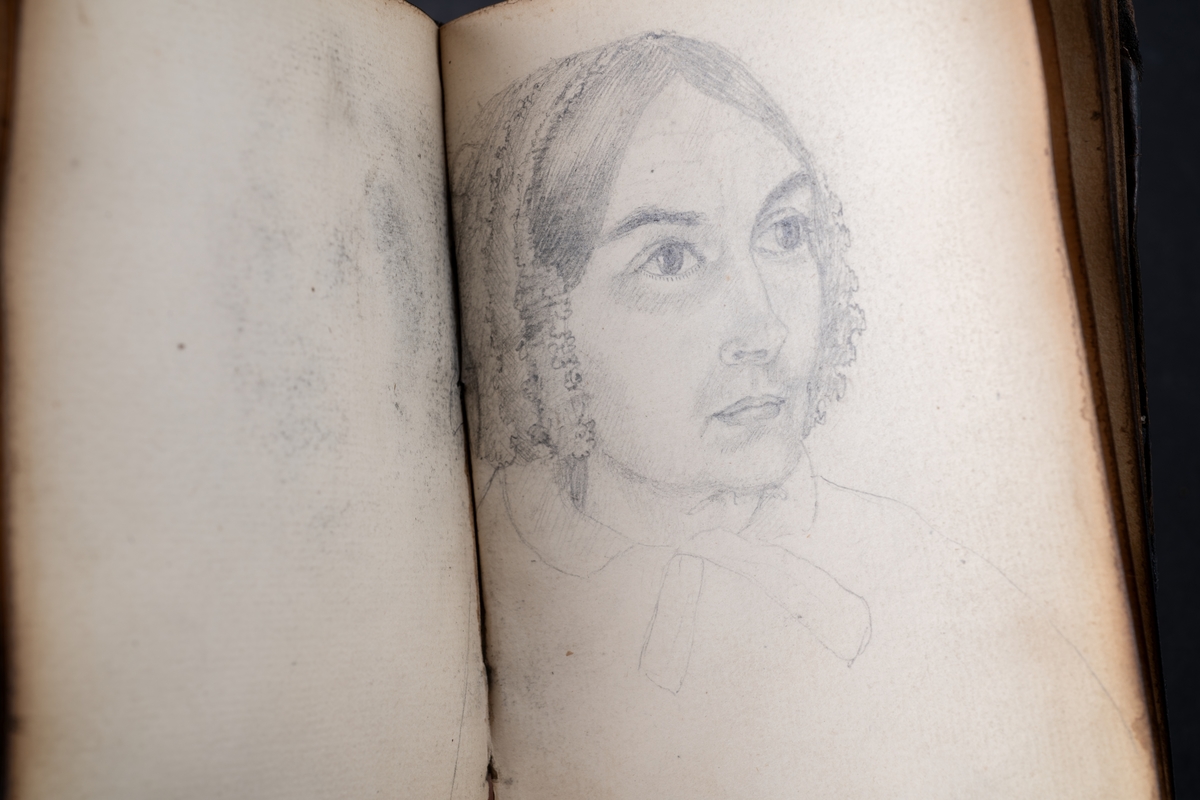 Skissbok med studieporträtt i blyerts av Wilhelmina Lagerholm (1826-1917).  Skisserna är förmodligen tecknade i Örebro under våren och sommaren 1850. I november samma år flyttade Wilhelmina Lagerholm till Stockholm för att studera teckningskonst och måleri. Boken är skadad genom brand. Några av bilderna är daterade och flera har namn på den avporträtterade. De föreställer släktingar, familjemedlemmar samt vänner och bekanta i Örebro.
Finns i OLM-PS-15, F:5