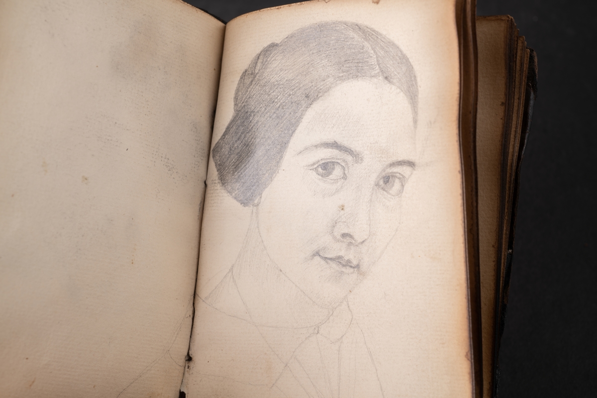 Skissbok med studieporträtt i blyerts av Wilhelmina Lagerholm (1826-1917).  Skisserna är förmodligen tecknade i Örebro under våren och sommaren 1850. I november samma år flyttade Wilhelmina Lagerholm till Stockholm för att studera teckningskonst och måleri. Boken är skadad genom brand. Några av bilderna är daterade och flera har namn på den avporträtterade. De föreställer släktingar, familjemedlemmar samt vänner och bekanta i Örebro.
Finns i OLM-PS-15, F:5