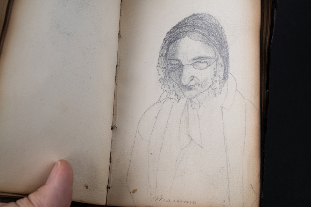 Skissbok med studieporträtt i blyerts av Wilhelmina Lagerholm (1826-1917).  Skisserna är förmodligen tecknade i Örebro under våren och sommaren 1850. I november samma år flyttade Wilhelmina Lagerholm till Stockholm för att studera teckningskonst och måleri. Boken är skadad genom brand. Några av bilderna är daterade och flera har namn på den avporträtterade. De föreställer släktingar, familjemedlemmar samt vänner och bekanta i Örebro.
Finns i OLM-PS-15, F:5