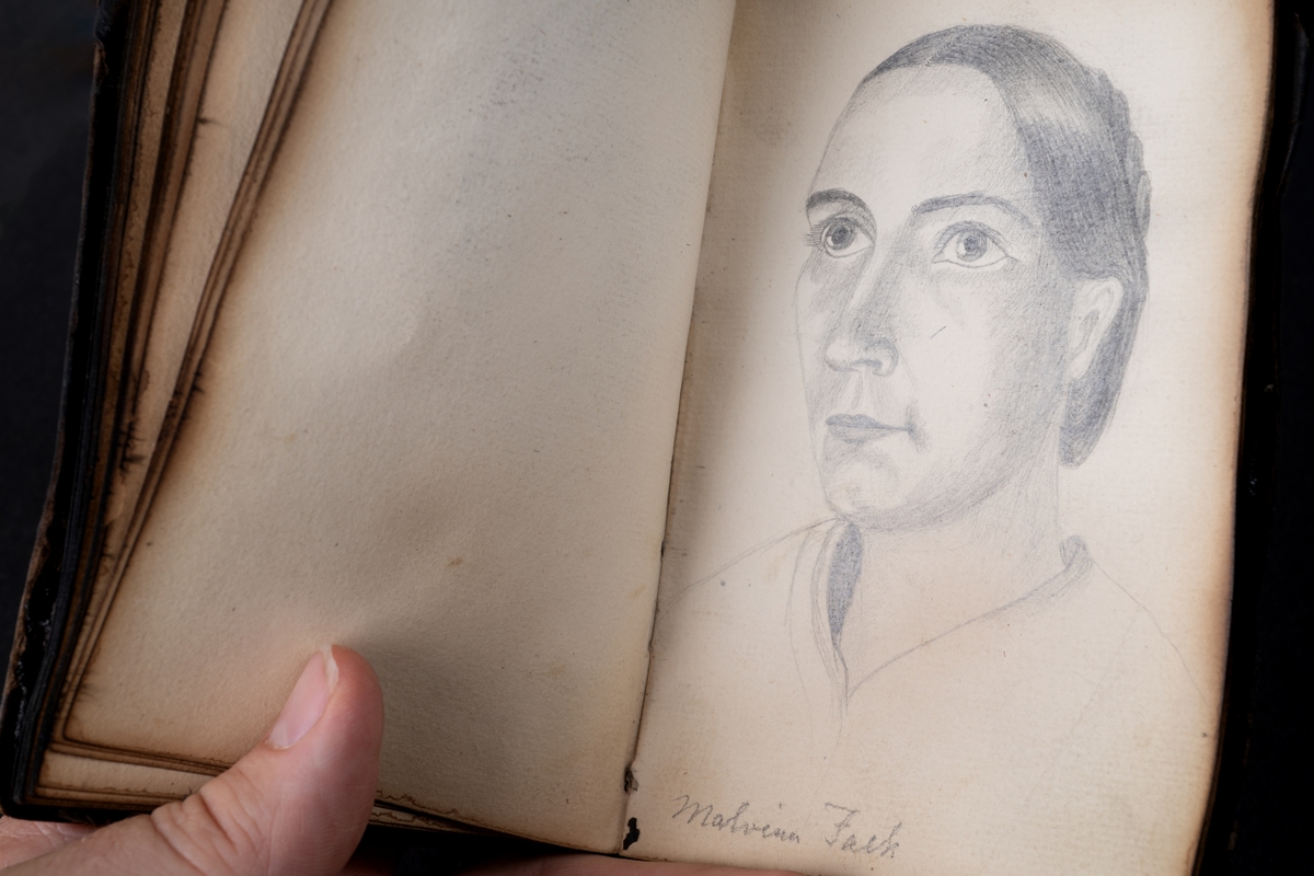 Skissbok med studieporträtt i blyerts av Wilhelmina Lagerholm (1826-1917).  Skisserna är förmodligen tecknade i Örebro under våren och sommaren 1850. I november samma år flyttade Wilhelmina Lagerholm till Stockholm för att studera teckningskonst och måleri. Boken är skadad genom brand. Några av bilderna är daterade och flera har namn på den avporträtterade. De föreställer släktingar, familjemedlemmar samt vänner och bekanta i Örebro.
Finns i OLM-PS-15, F:5