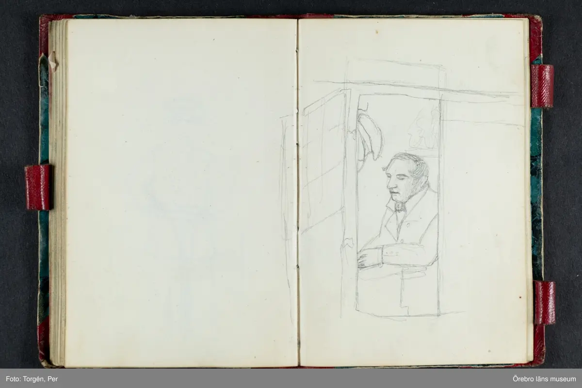 Skissbok med studieporträtt i blyerts av Wilhelmina Lagerholm (1826-1917).  Skisserna är förmodligen tecknade i Örebro under våren och sommaren 1850. I november samma år flyttade Wilhelmina Lagerholm till Stockholm för att studera teckningskonst och måleri. Några av bilderna är daterade och flera har namn på den avporträtterade. De föreställer släktingar, familjemedlemmar samt vänner och bekanta i Örebro.
Ingår i PS-15 Juliana Mannerfelt (W:s faster), F:5 Skissböcker, mm. Wilhelmina Lagerholm.