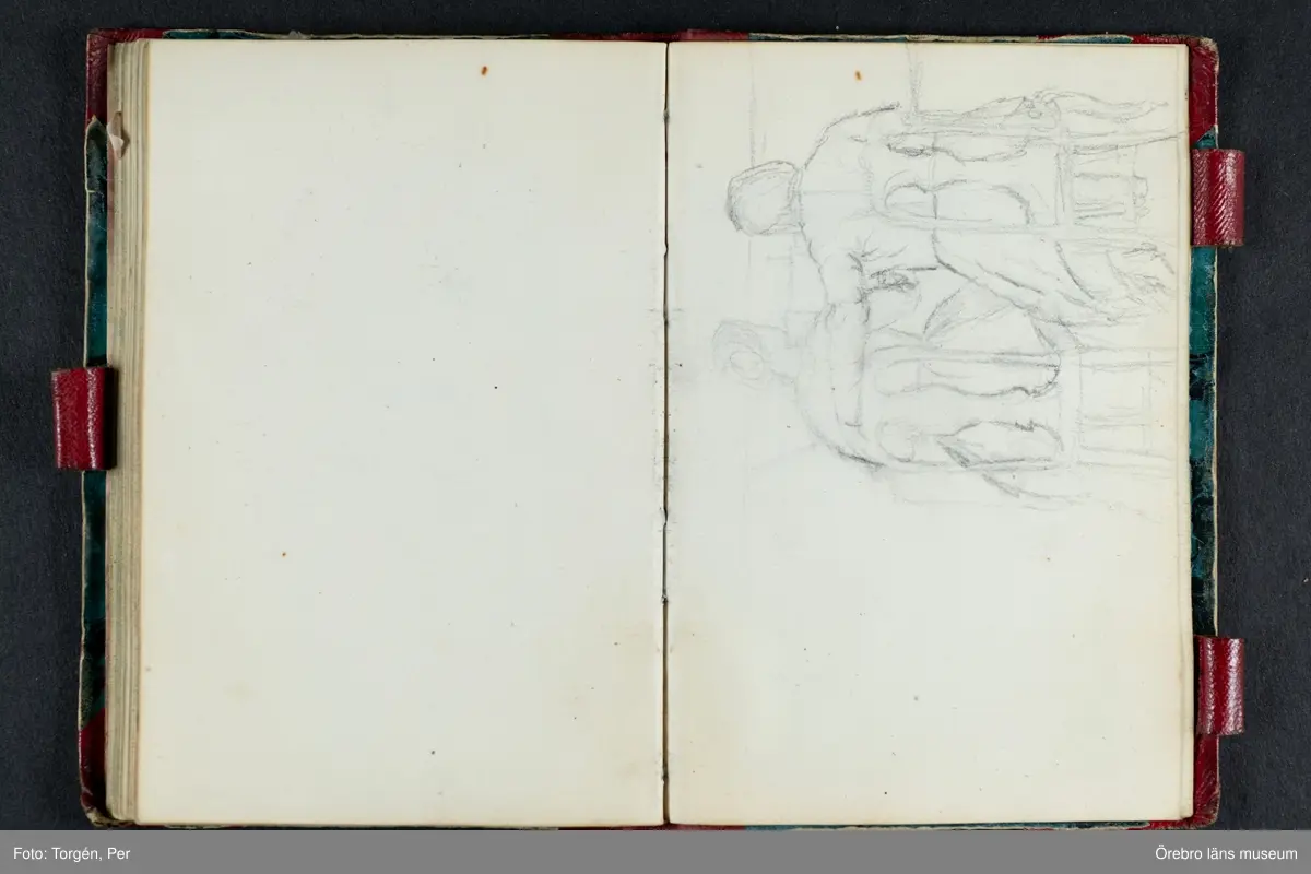 Skissbok med studieporträtt i blyerts av Wilhelmina Lagerholm (1826-1917).  Skisserna är förmodligen tecknade i Örebro under våren och sommaren 1850. I november samma år flyttade Wilhelmina Lagerholm till Stockholm för att studera teckningskonst och måleri. Några av bilderna är daterade och flera har namn på den avporträtterade. De föreställer släktingar, familjemedlemmar samt vänner och bekanta i Örebro.
Ingår i PS-15 Juliana Mannerfelt (W:s faster), F:5 Skissböcker, mm. Wilhelmina Lagerholm.