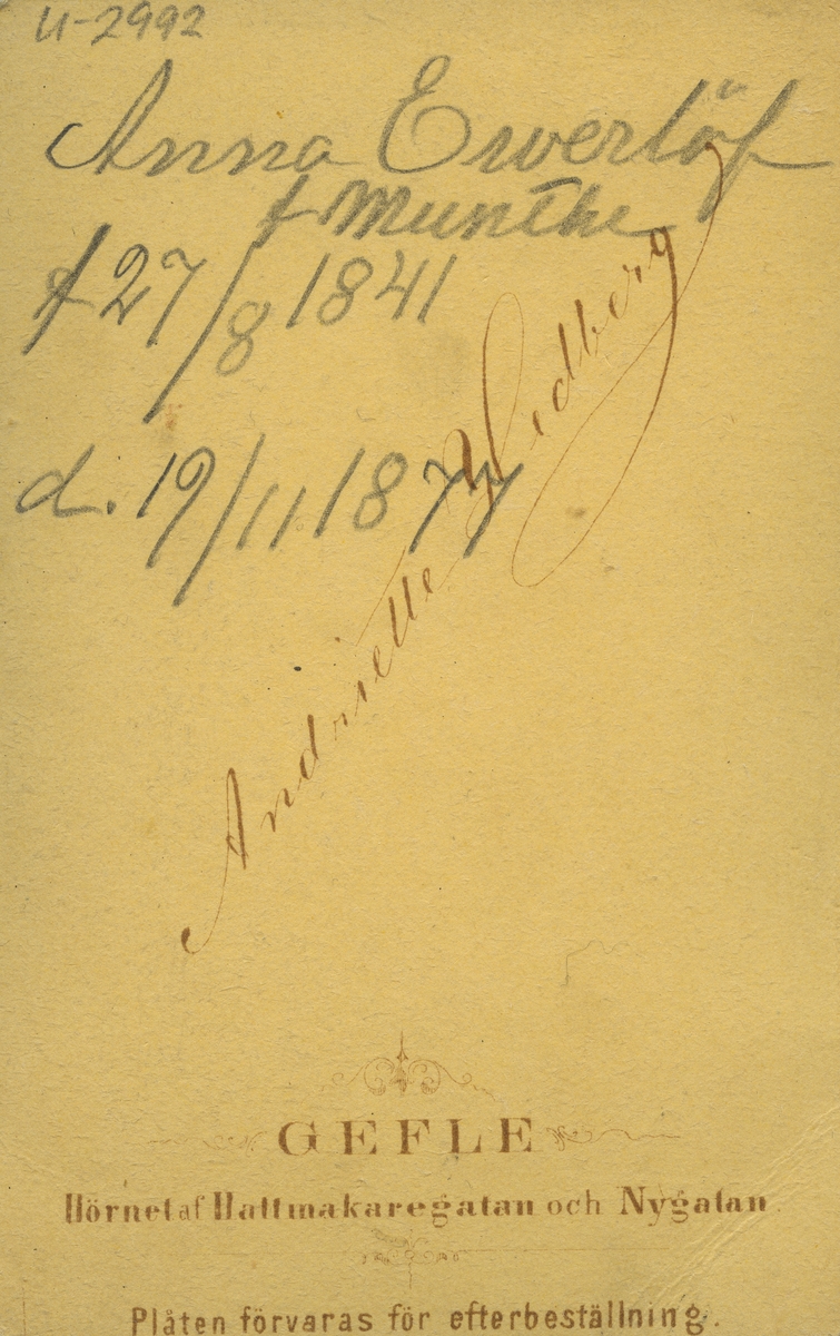 Anna Everlöf. f. Munthe.
